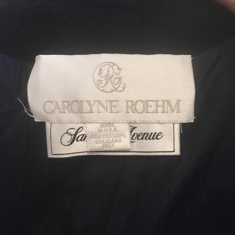 VINTAGE Carolyne Roehm for Sax 5th Avenue Navy Double Breasted Dress Coat - Picture 8 of 10